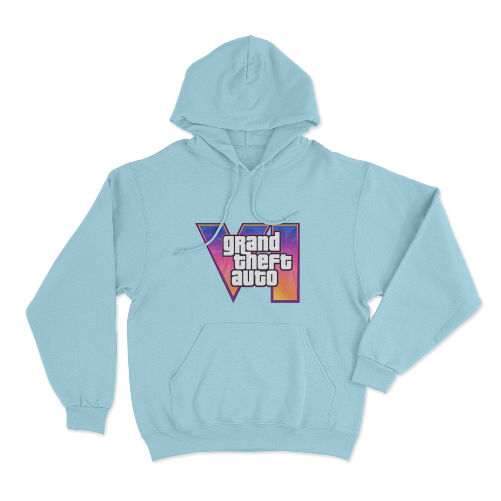 GTA VI Classic Logo Unisex Hoodie Sky Blue GTA VI Classic Logo Unisex Hoodie Sky Blue