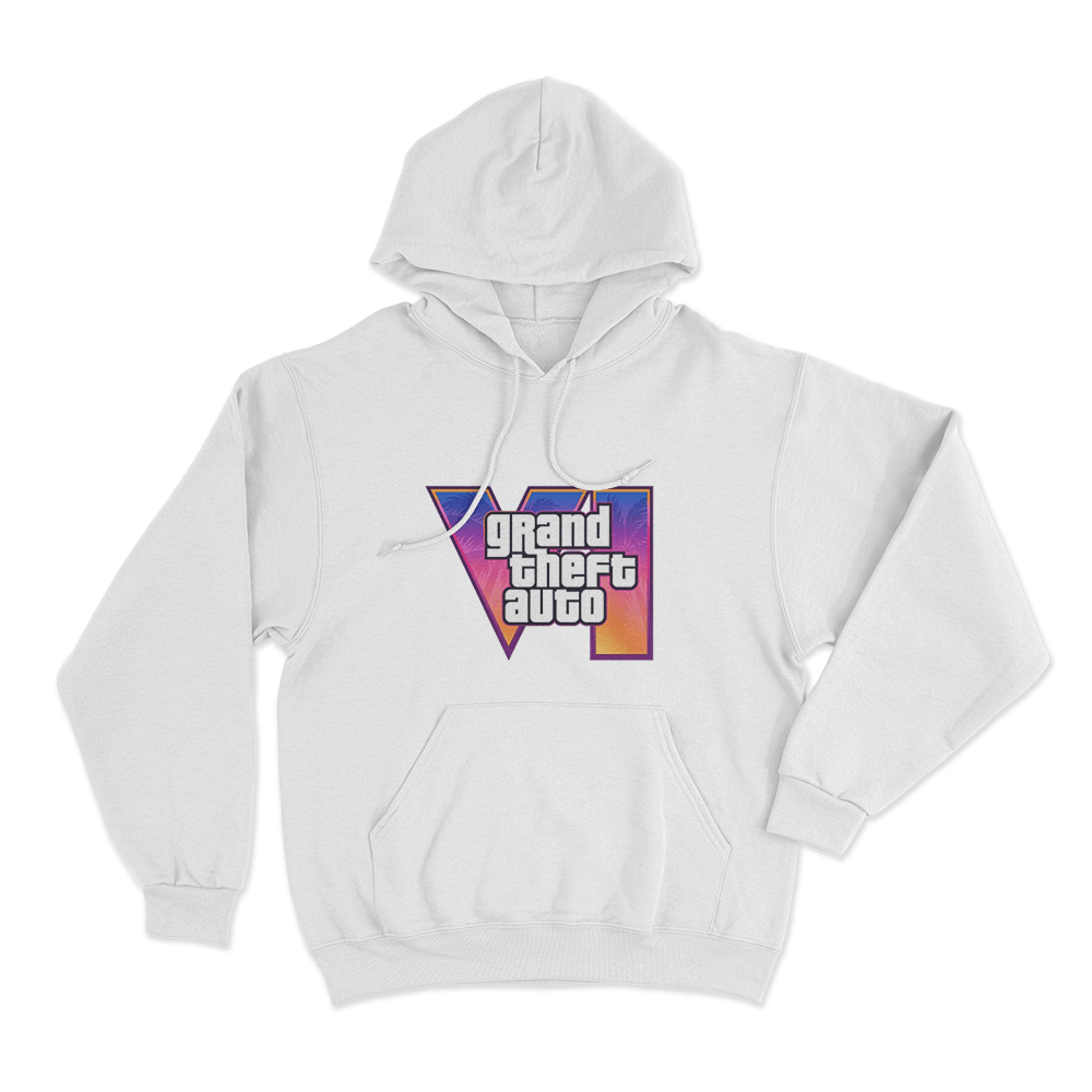 GTA VI Classic Logo Unisex Hoodie White GTA VI Classic Logo Unisex Hoodie White