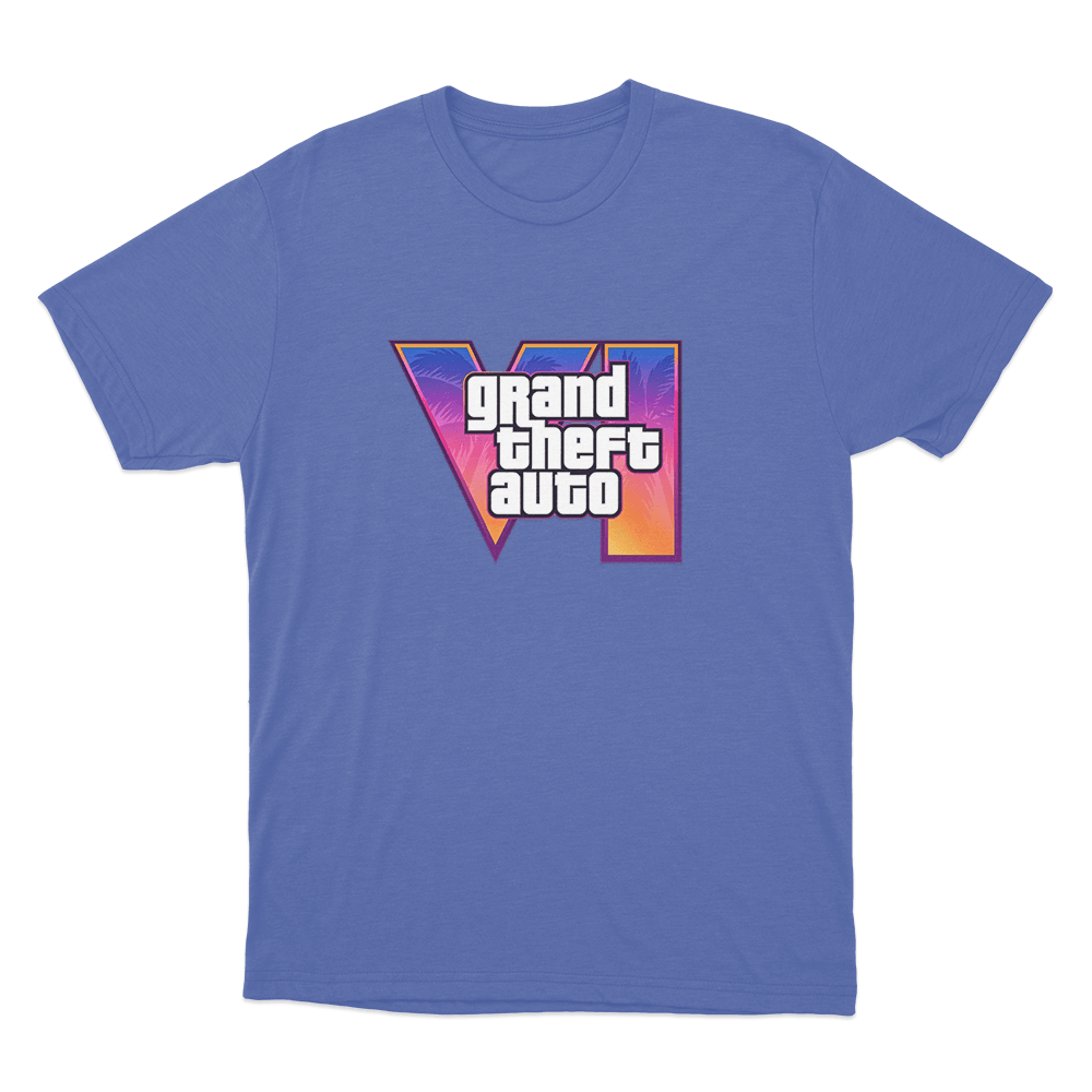 GTA VI Classic Logo Unisex T Shirt Blue GTA VI Classic Logo Unisex T Shirt Blue