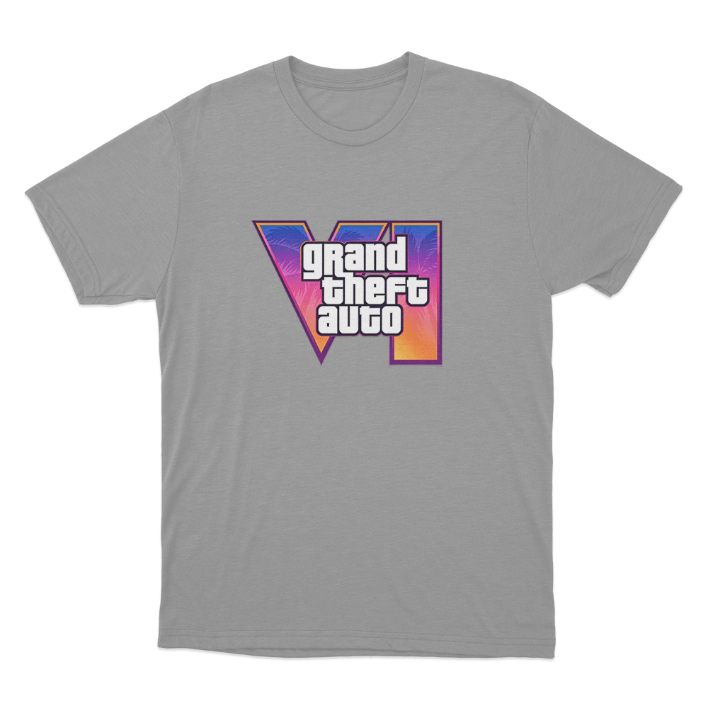 GTA VI Classic Logo Unisex T Shirt Grey GTA VI Classic Logo Unisex T Shirt Grey