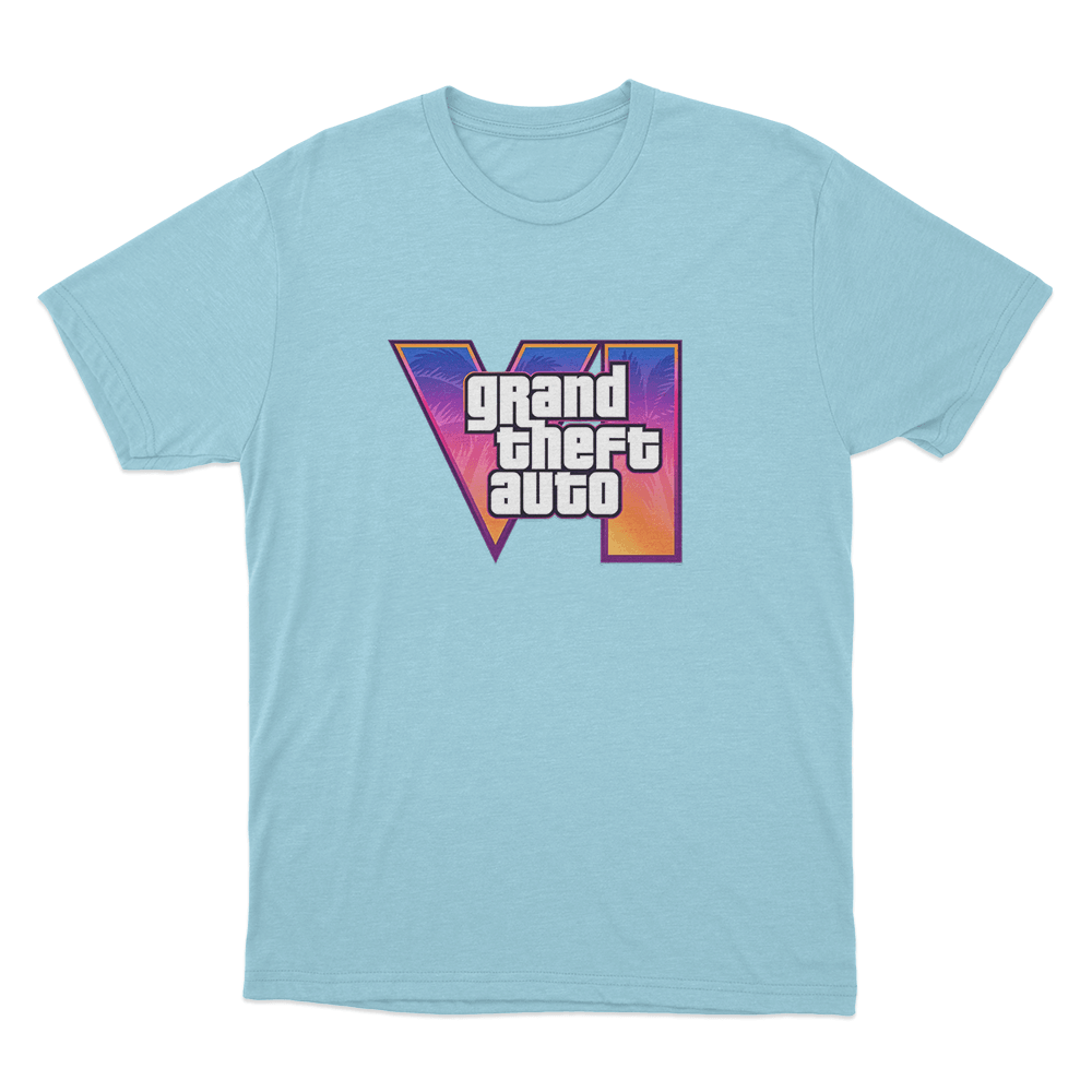 GTA VI Classic Logo Unisex T Shirt Sky Blue GTA VI Classic Logo Unisex T Shirt Sky Blue