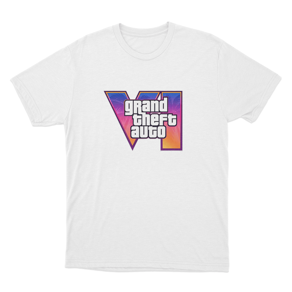 GTA VI Classic Logo Unisex T Shirt White GTA VI Classic Logo Unisex T Shirt White