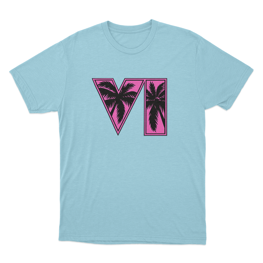 GTA VI Logo Unisex T Shirt Sky Blue GTA VI Logo Unisex T Shirt Sky Blue