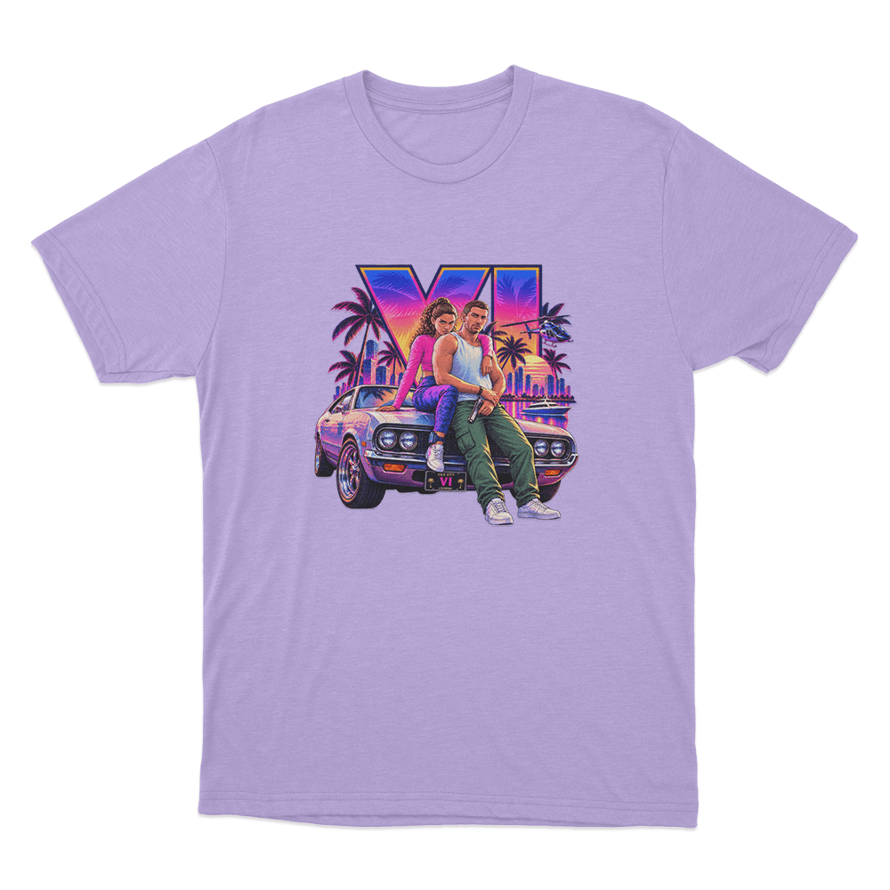 GTA VI Vice City Sunset Adventure Unisex T Shirt Purple GTA VI Vice City Sunset Adventure Unisex T Shirt Purple