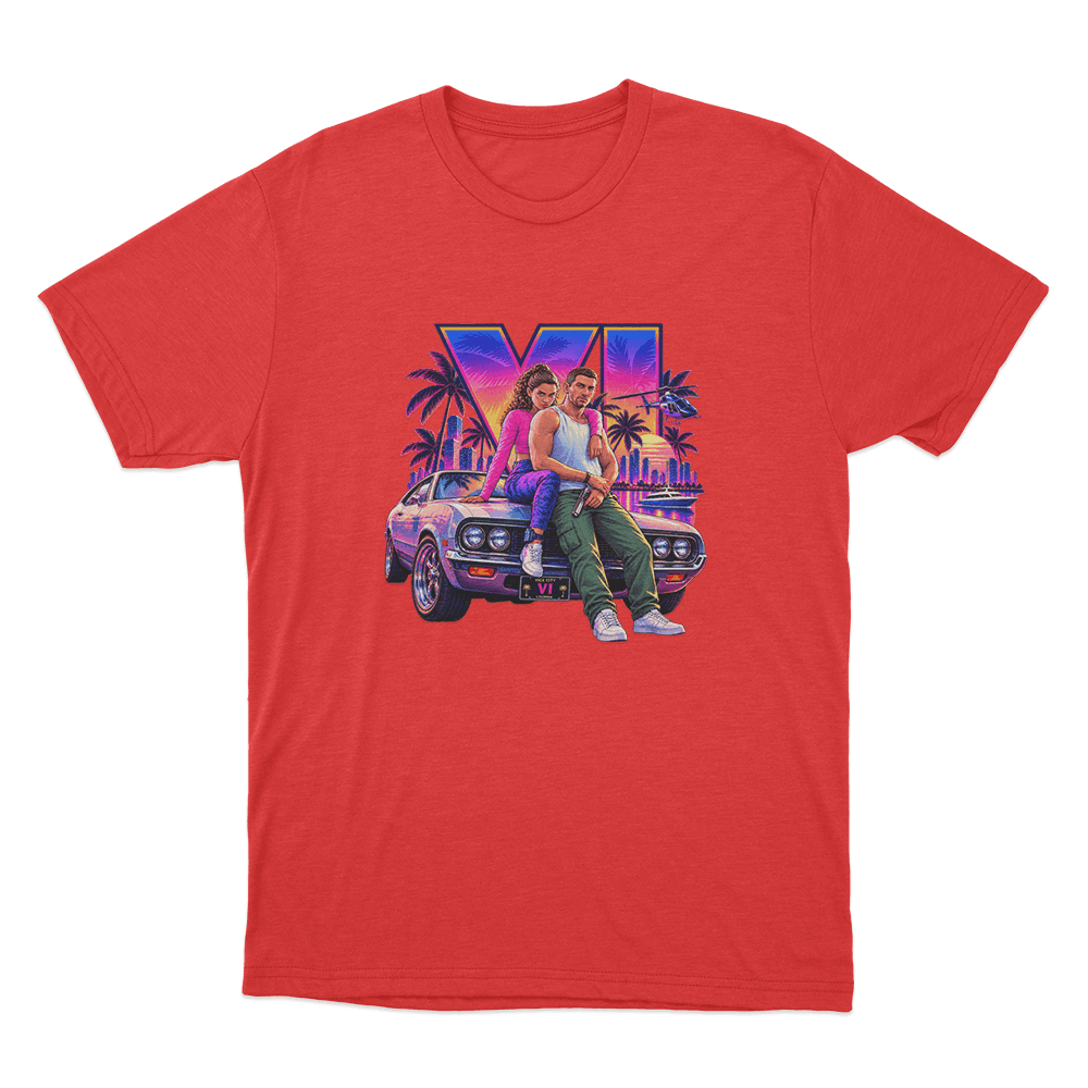 GTA VI Vice City Sunset Adventure Unisex T Shirt Red GTA VI Vice City Sunset Adventure Unisex T Shirt Red