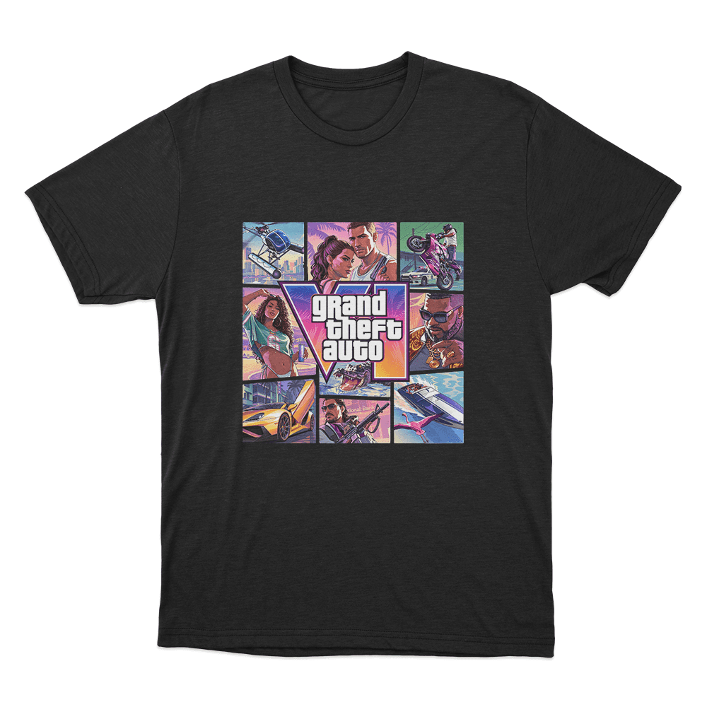 Grand Theft Auto VI Vice City Collage Unisex T Shirt Black Grand Theft Auto VI Vice City Collage Unisex T Shirt Black