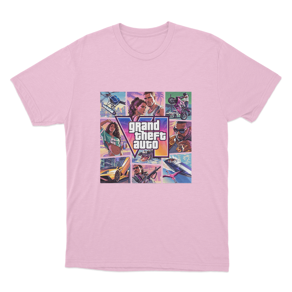 Grand Theft Auto VI Vice City Collage Unisex T Shirt Pink Grand Theft Auto VI Vice City Collage Unisex T Shirt Pink
